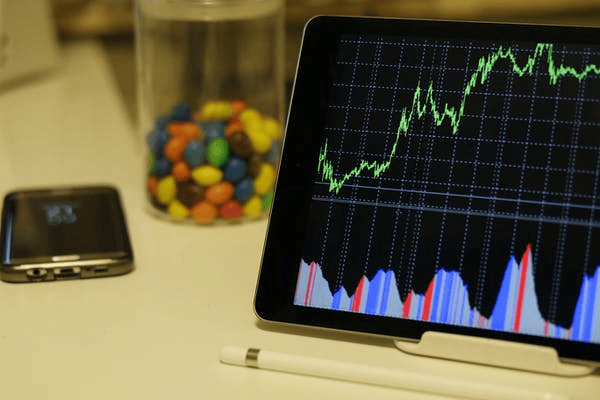 a tablet with a graph
