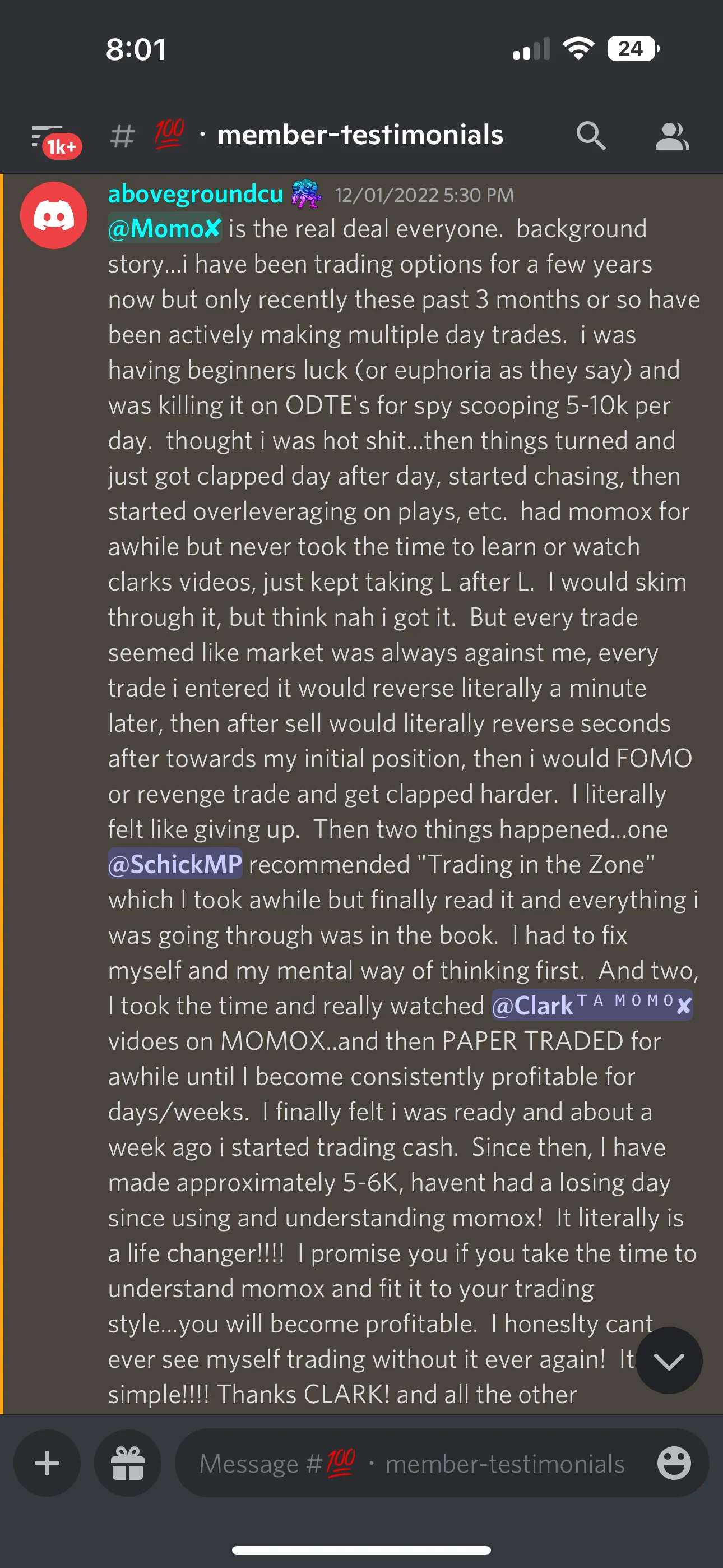 Member trading result