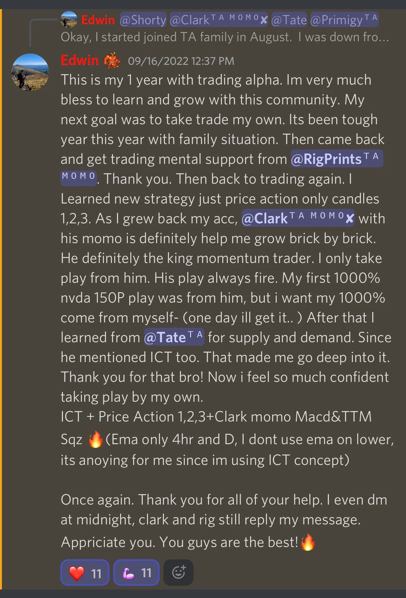 Member trading result