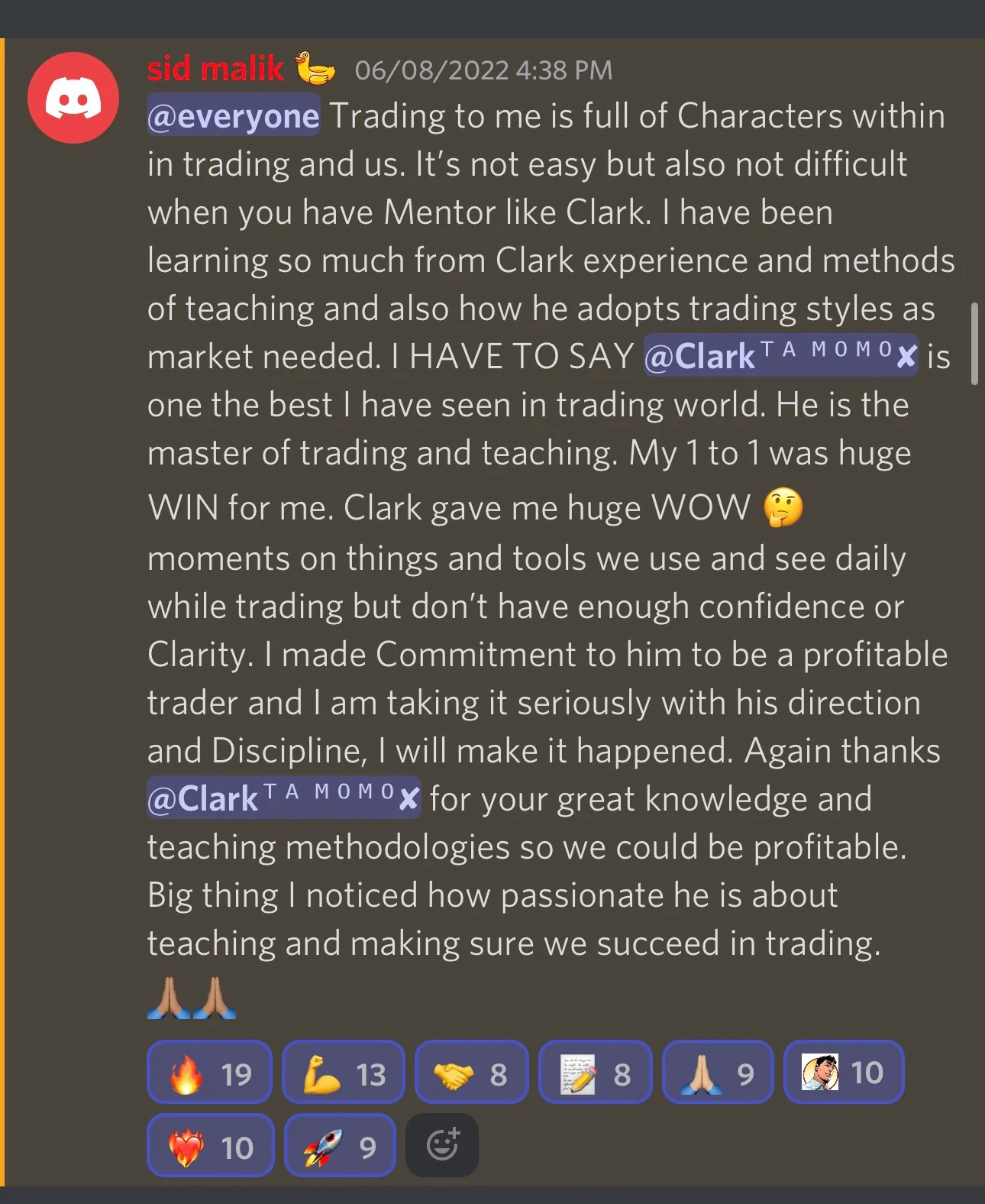 Member trading result
