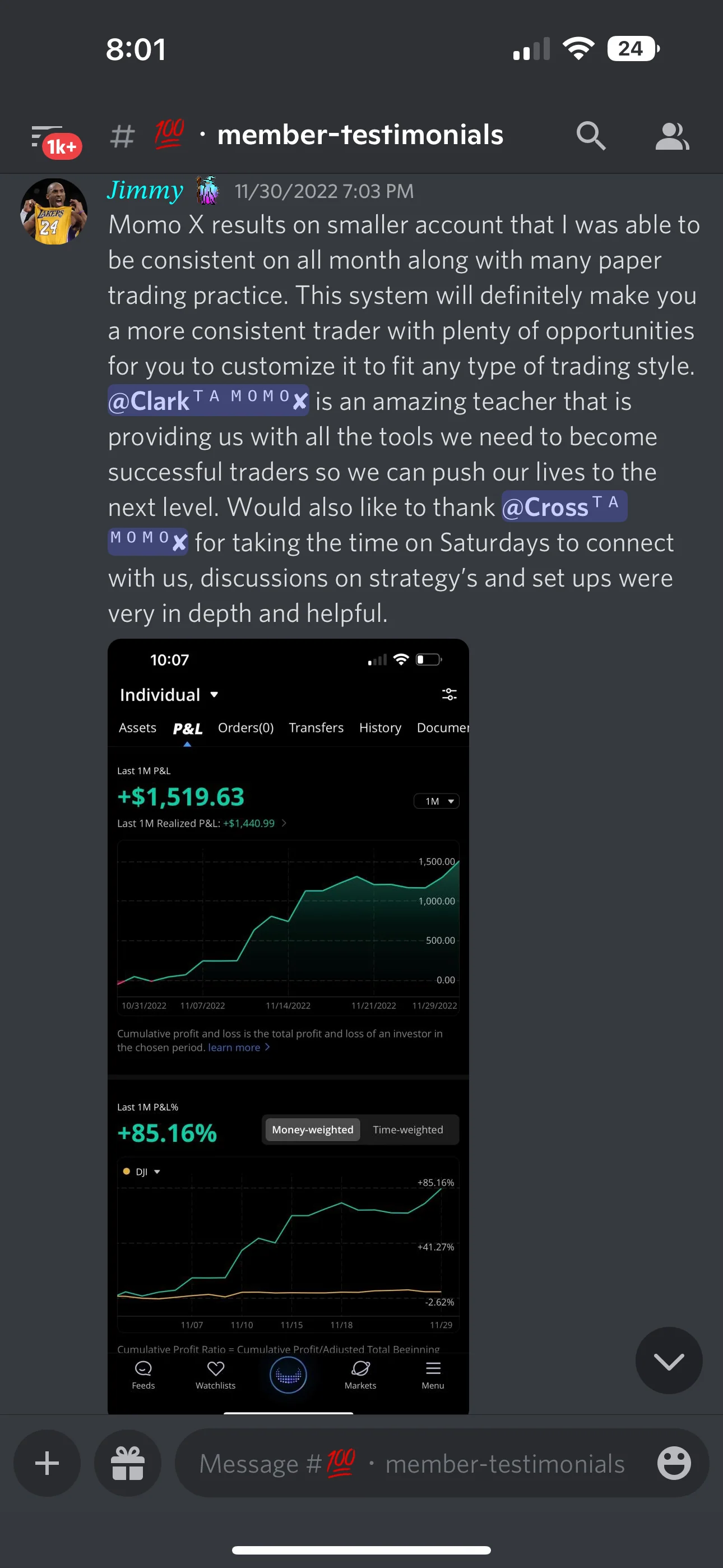 Member trading result