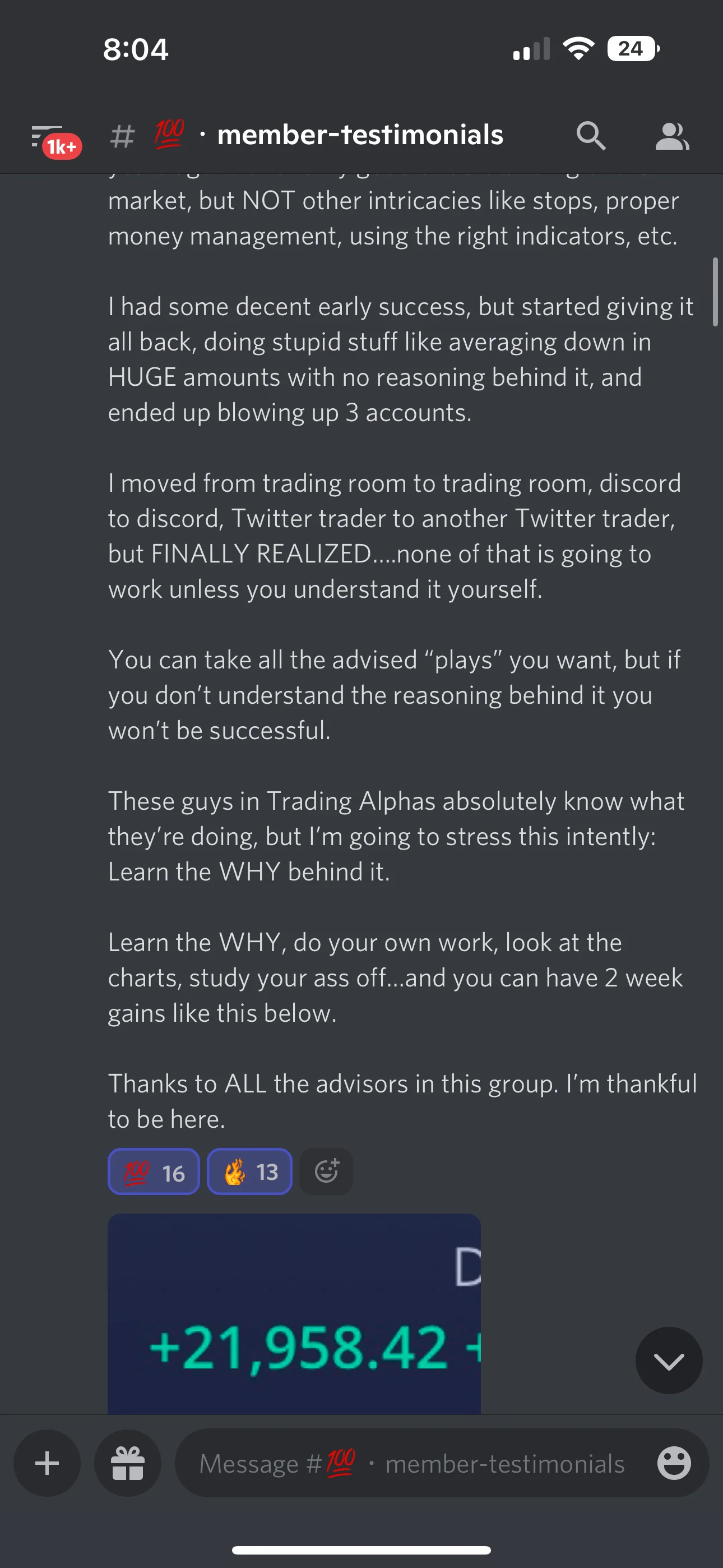 Member trading result