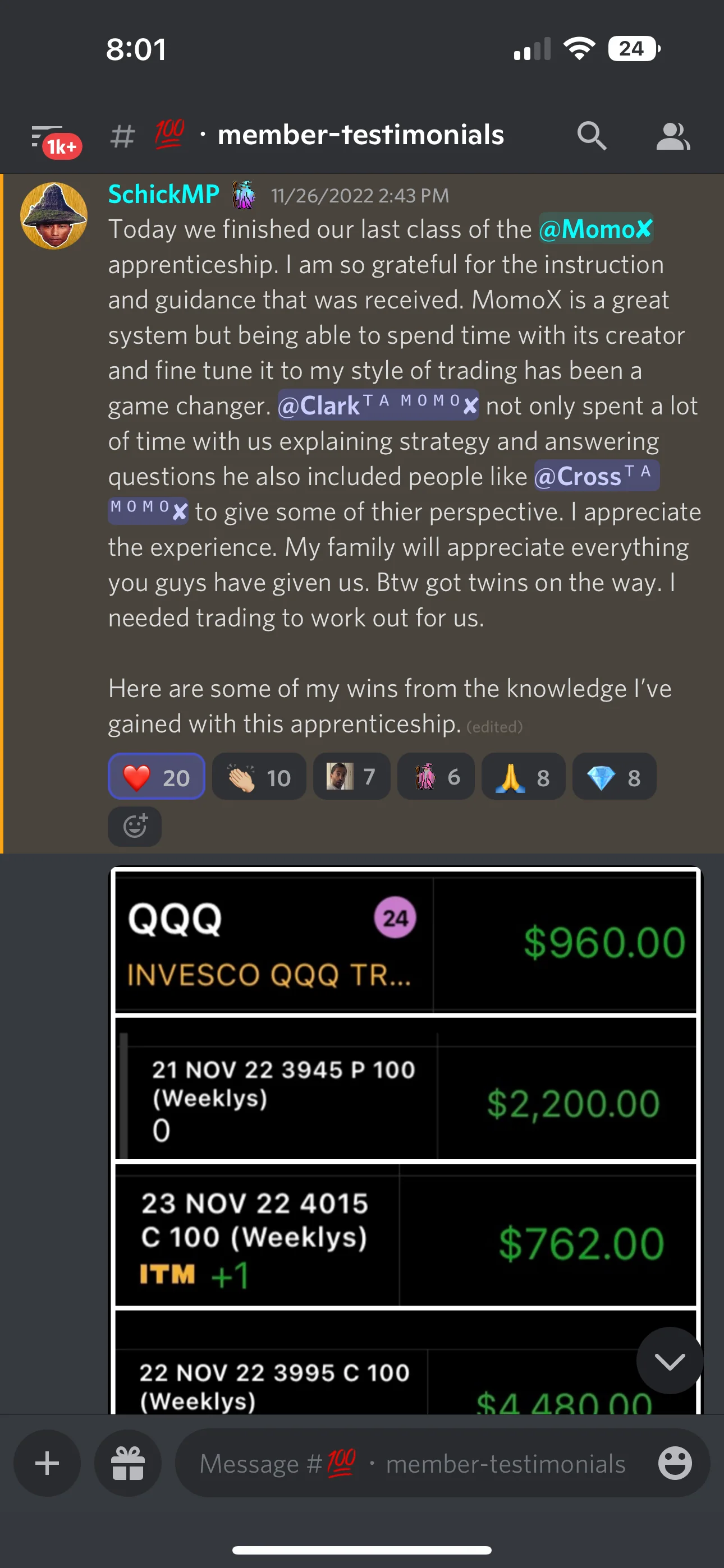Member trading result